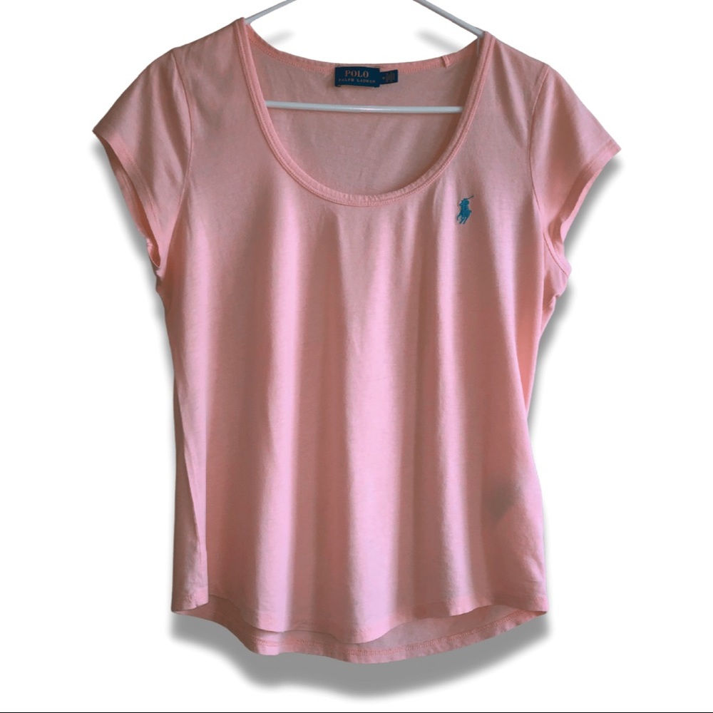 Women, Tops, Polo by Ralph Lauren, Medium, peach pink in color